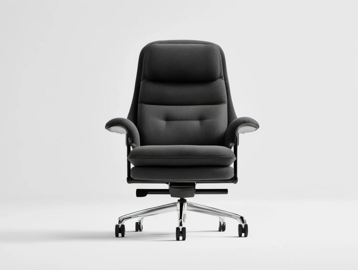 Czarny/srebrny obrotowy fotel biurowy z regulacją wysokości 68 x 68 x 118–128 cm