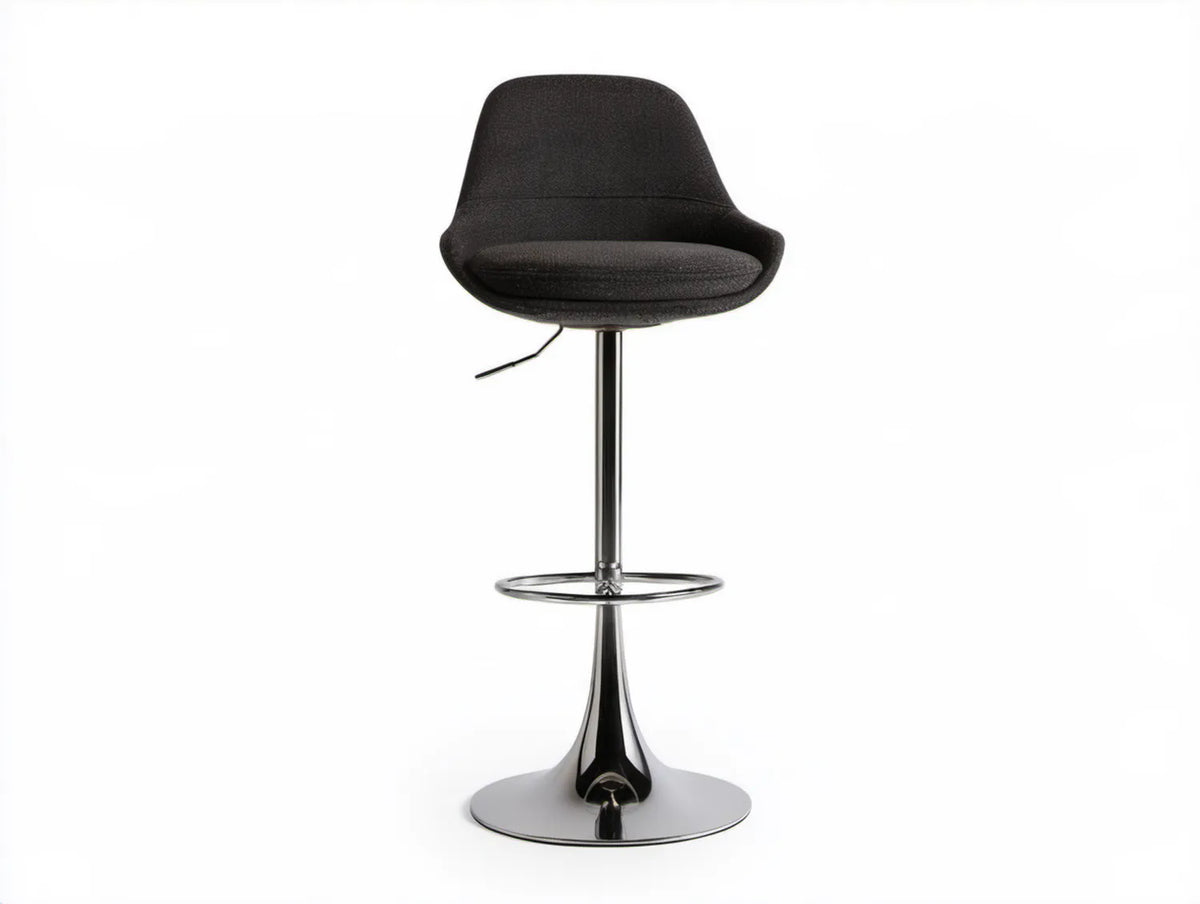 Regulowany hoker barowy czarny/srebrny, 48 x 52 x 90–111 cm