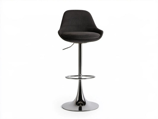 Regulowany hoker barowy czarny/srebrny, 48 x 52 x 90–111 cm