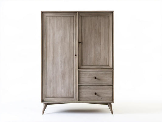 Szafa dwudrzwiowa z 2 szufladami, płyta MDF, szarobrązowa, 100 × 45 × 180 cm